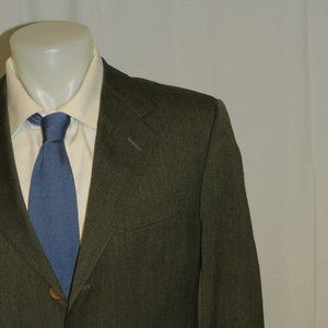 Romeo Gigli Green Solid Woven Vintage Three Button Suit 38R